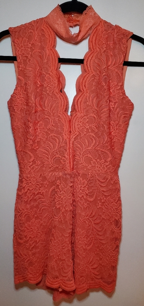 [SALE] BEBE Tangerine Lace Romper